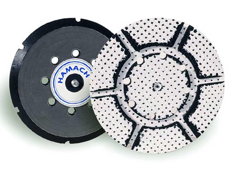 009992 Hamach Sanding Pads 150mm Hamach Sanding Pads – 150mm – Adhesive – 8 Holes – Hard – 5/16 Spindle